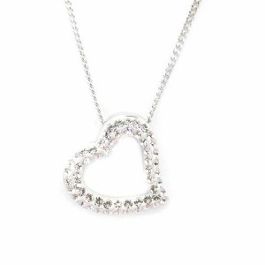 【中古】スワロフスキー SWAROVSKI ネックレス オープンハート ストーン シルバー色 /MF ■OS レディース