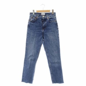 【中古】ザラ ZARA カットオフ デニムパンツ テーパード ボタンフライ US4 青 ブルー /HK ■OS レディース