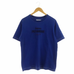 【中古】ジョンブル JOHNBULL Tシャツ カットソー 半袖 ロゴ刺繍 M 青 紺 茶色 /DO ■OS メンズ