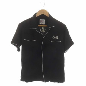 STIFF チェーン刺繍 開襟レーヨンコットンシャツ ボーリングシャツ M 長袖