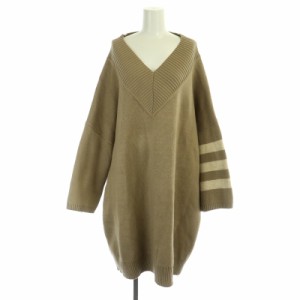 【中古】アゲイン AGAIN Deuxieme Classe取り扱い V NECK KNIT ニット セーター ロング 長袖 Vネック S ベージュ