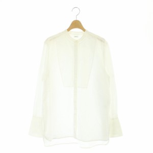 【中古】ミラオーウェン Mila Owen 23SS ビブヨークデザインドレスシャツ バンドカラー 長袖 1 白 ホワイト /HK ■OS