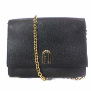 【中古】フルラ FURLA プリムラ PRIMULA ショルダーバッグ ワンショルダー 斜め掛け チェーン レザー 黒 ブラック