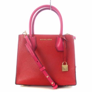 【中古】マイケルコース MICHAEL KORS マーサー MERCER ハンドバッグ ショルダーバッグ 2way レザー 赤 ピンク