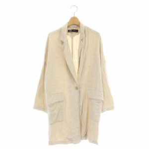 【中古】ザラ ZARA ラスティックコート オーバーサイズジャケット 1B ロング リネン混 XS ライトベージュ /HS ■OS