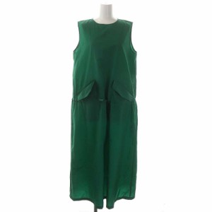 【中古】ナゴンスタンス Nyワッシャー ポケッタブルドレス ワンピース ロング ノースリーブ 38 緑 グリーン