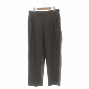 【中古】マーカ marka 23AW OFFICER PANTS 2TUCK WIDE スラックス ワイドパンツ 1 カーキ 緑 グリーン ■AD メンズ