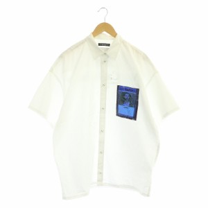 【中古】ヨシオクボ LOVELESS別注 ショートスリーブシャツ 半袖 前開き コットン 3 白 ホワイト マルチカラー
