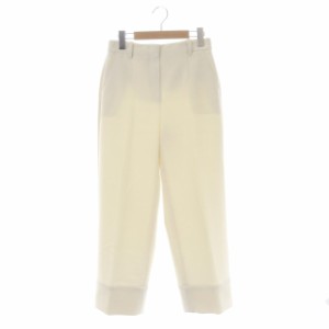 【中古】セオリー BISTRETCH DOUBLE 3 WIDE CUFF PANTS セミワイドパンツ クロップド 0 オフホワイト レディース