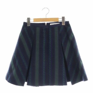 【中古】サカイラック sacai luck ミニスカート ボックスプリーツ ストライプ 1 黒 緑 青 /DF ■OS レディース