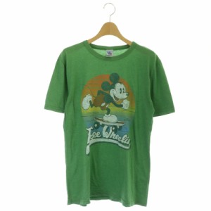 【中古】ジャンクフード JUNK FOOD ×DisneyミッキーTシャツ カットソー 半袖 プリント M コットン混 緑 マルチカラー