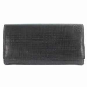 【中古】ロエベ LOEWE 二つ折り長財布 レザー ロゴ 黒 ブラック 261605 /SR23 ■OH レディース