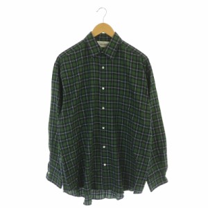 【中古】マーカウェア 22SS COMFORT FIT SHIRT チェックシャツ 長袖 前開き 1 緑 紺 オフホワイト /DO ■OS