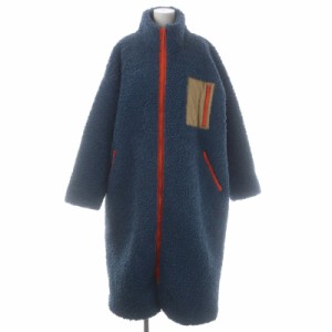 【中古】パメオポーズ 22AW META POODLE COAT ボアコート プードル 中綿 アウター ジップアップ ロング F 青