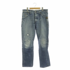 【中古】ジースターロウ MEN JACK PANT デニムパンツ ジーンズ ダメージ加工 ボタンフライ 33 ライトブルー