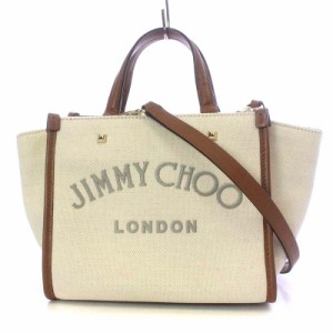 【中古】ジミーチュウ JIMMY CHOO VARENNE TOTE S トートバッグ ショルダーバッグ 2way 斜め掛け NATURAL×MARLGREY