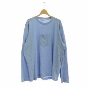 【中古】サンシー SUNSEA フロントポケット カットソー Tシャツ ロンT 長袖 コットン 3 水色 ライトブルー