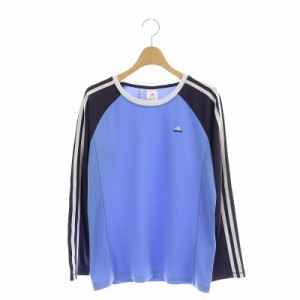 【中古】アディダス adidas 長袖カットソー Tシャツ ロンT メッシュ ロゴ刺繍 M 青 紺 白 /CX ■OS  レディース