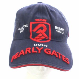 【中古】パーリーゲイツ PEARLY GATES 帽子 キャップ ツイル メッシュ 紺 ネイビー /YO24 メンズ