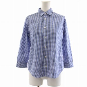 【中古】ザスモックショップ THE SMOCK SHOP シャツ カジュアルシャツ 七分袖 ギンガムチェック 青 白 