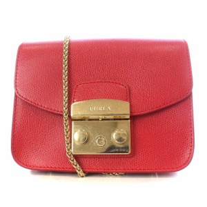 【中古】フルラ FURLA メトロポリス METROPOLIS ミニ クロスボディ ショルダーバッグ ワンショルダー RUBY 赤