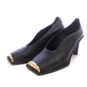 【中古】ステラマッカートニー STELLA McCARTNEY パンプス ハイヒール メタルプレート スクエアトゥ 35 黒