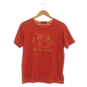 【中古】バーバリーブラックレーベル BURBERRY BLACK LABEL Tシャツ カットソー 半袖 ロゴプリント クルーネック