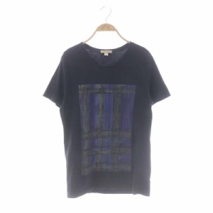 【中古】バーバリーブリット BURBERRY BRIT 半袖カットソー Tシャツ 半袖 プリント プルオーバー S 黒 ブラック 青