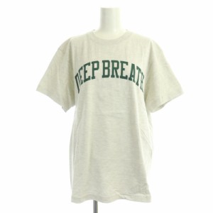 【中古】スキン SKIN EVERY DAY I LIKE.別注 DEEP BREATH Tシャツ カットソー 半袖 コットン ライトグレー 緑