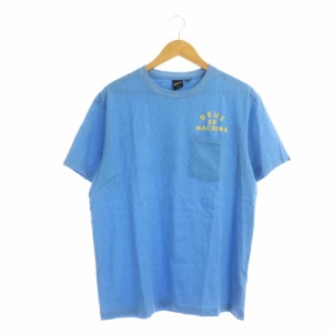 【中古】デウスエクスマキナ DEUS EX MACHINA ロゴプリントTシャツ カットソー 半袖 コットン L 青 黄色