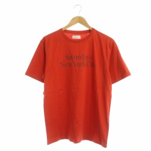 【中古】サタデーズ ニューヨークシティ Saturdays NYC ロゴプリントTシャツ カットソー 半袖 コットン L 朱色