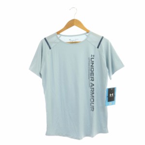 【中古】アンダーアーマー UNDER ARMOUR トレーニングTシャツ カットソー 半袖 LG 水色 紺 ライトブルー