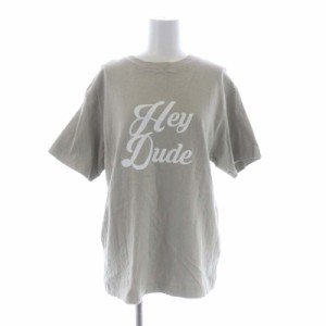 【中古】アメリカーナ Deuxieme Classe別注 23SS HEY DUDE Tシャツ カットソー プリント 半袖 ライトグレージュ