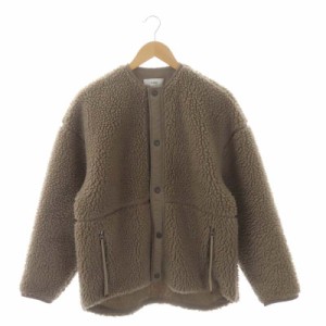 【中古】ハイク FAUX SHEARLING JACKET ボアジャケット アウター ノーカラー 1 ブラウン 202-17176 ■OS レディース