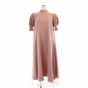 【中古】アメリヴィンテージ アメリ 21SS FLUFFY MACARON DRESS ワンピース ロング 切替 シアー 半袖 S ピンク