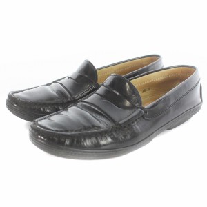 【中古】トッズ TOD'S コインローファー レザー 36.5 23.5cm 黒 ブラック /SR25 ■SH レディース