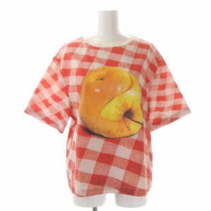 【中古】エムエスジーエム MSGM チェックプリントカットソー Tシャツ 半袖 38 マルチカラー /DO ■OS レディース