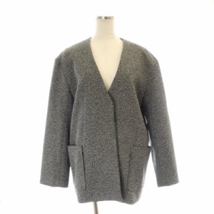 【中古】フローレント TWEED-LIKE JACKET ノーカラージャケット ツイード 1 黒 ベージュ /MI ■OS レディース