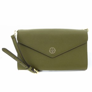 【中古】トリーバーチ TORY BURCH ショルダーバッグ レザー ロゴ カーキ 緑 /SR20 レディース