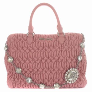 【中古】ミュウミュウ miumiu ナッパ クリスタル NAPPA CRYSTAL ハンドバッグ ショルダーバッグ 2way ピンク