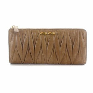 【中古】ミュウミュウ miumiu 長財布 マテラッセ L字ファスナー レザー 茶 ブラウン ■OH /AK24 レディース