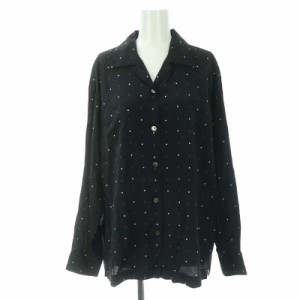 【中古】アンユーズド UNUSED square dot shrit シャツ ブラウス 長袖 前開き 0 黒 白 グレー /NR ■OS レディース