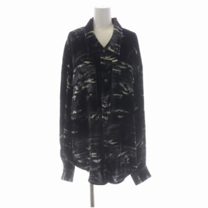 【中古】ディースクエアード DSQUARED2 23SS BLACK VELOUR SHIRT シャツ 長袖 ベロア 38 黒 ブラック /MF ■OS メンズ