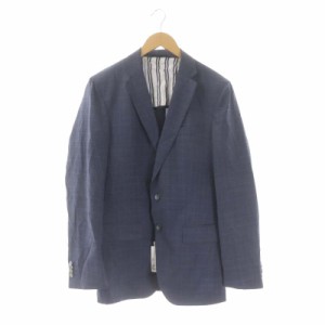 【中古】ヒューゴボス HUGO BOSS Hartley Slim Fit チェック テーラードジャケット ウール 薄手 I46 スモークブルー