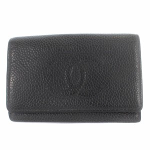 【中古】シャネル CHANEL ココマーク キャビアスキン キーケース ココマーク 黒 ブラック /SR14 ■OH レディース