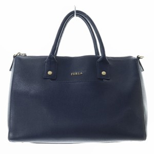 【中古】フルラ FURLA リンダ ハンドバッグ トートバッグ ロゴ 紺 ネイビー /SR6 レディース