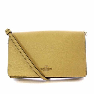 【中古】コーチ COACH ペブルド レザー アンナ フォルドオーバー クラッチ クロスボディー バニラクリーム F03037