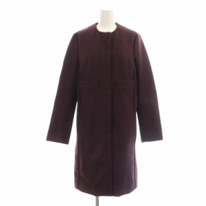 【中古】マルニ MARNI ノーカラーコート ロング アウター カシミヤ混 36 バーガンディ /HK ■OS レディース