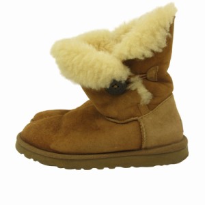 【中古】アグ UGG 5803 W BAILEY BUTTON ムートンブーツ ボア レザー 23cm 茶 ブラウン ■122 レディース