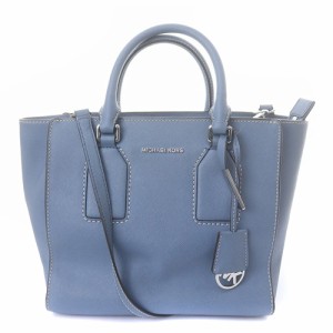 【中古】マイケルコース MICHAEL KORS ステッチ レザー ハンドバッグ 2way 青 /SR24 レディース